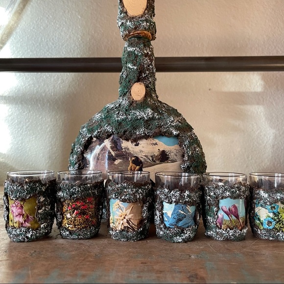 retro vintage, mid century modern european set of 7 pieces decanter shot glass - Picture 3 of 9